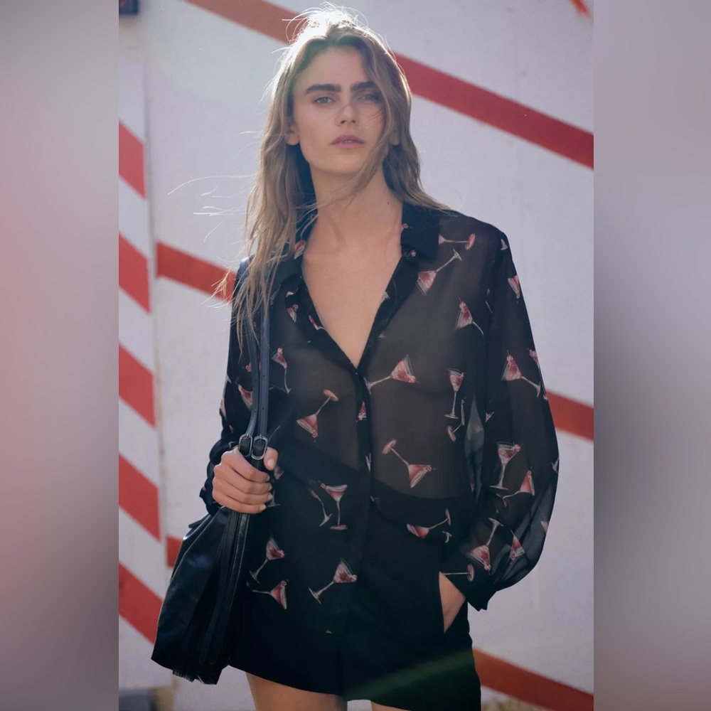 Zara Black Sheer Martini Print